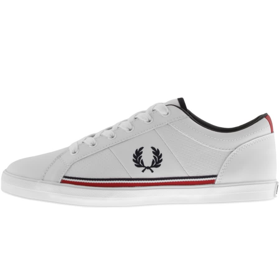 fred perry b300 leather trainers in white